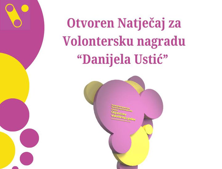 Raspisan natječaj za dodjelu Volonterske nagrade „Danijela Ustić“️